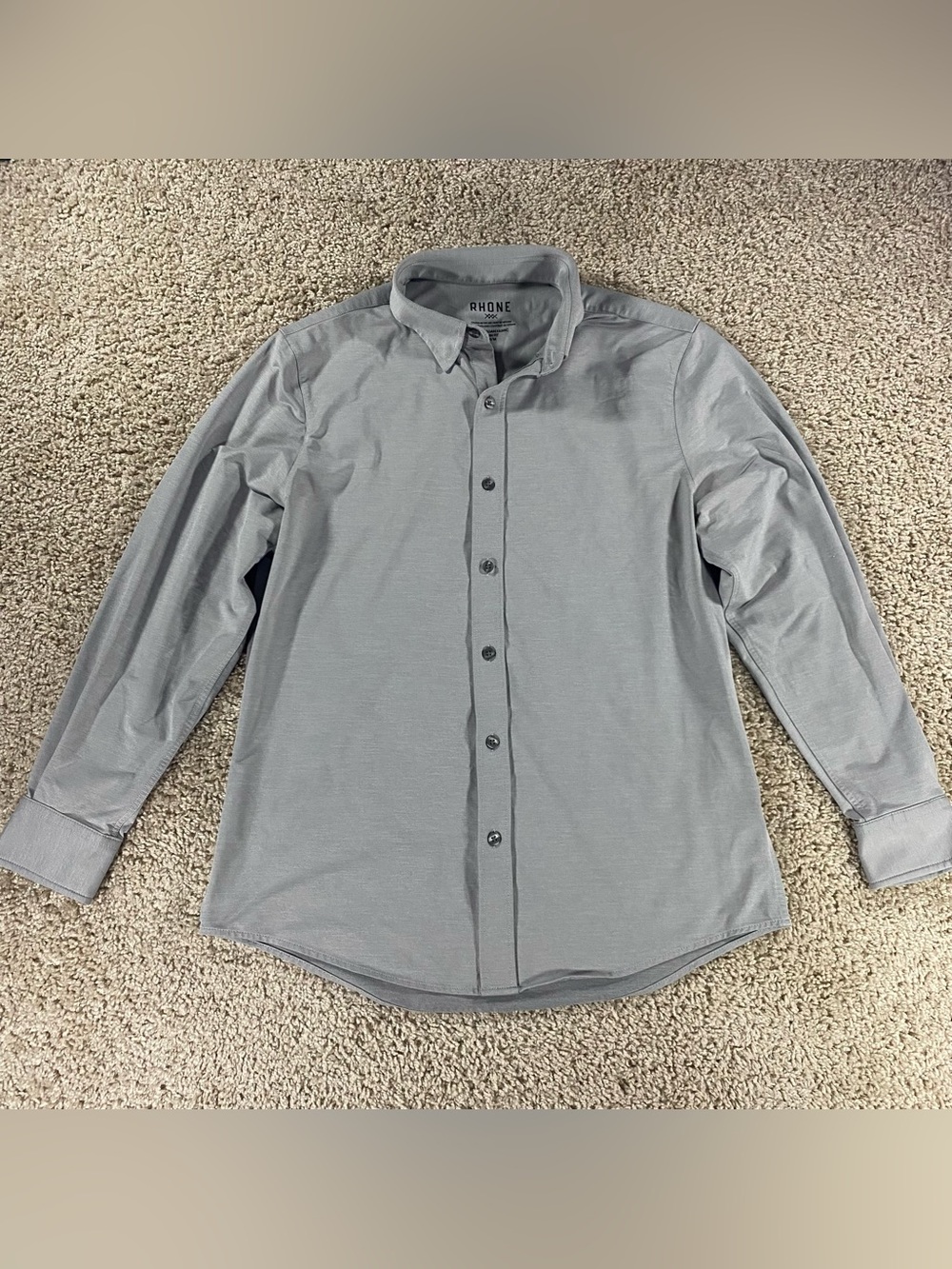 Rhone Shirt Mens Medium Grey Stripe Button Up Commuter Lightweight Performance